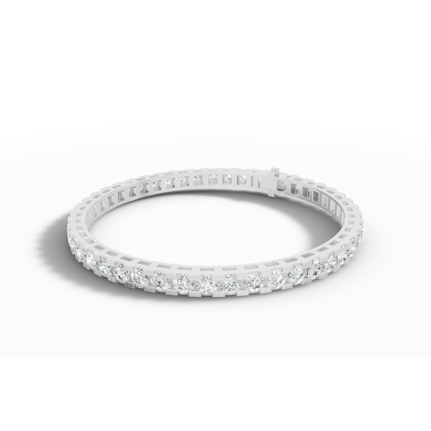 7.31 ctw Diamond Square Collet 14K White Gold Tennis Bracelet