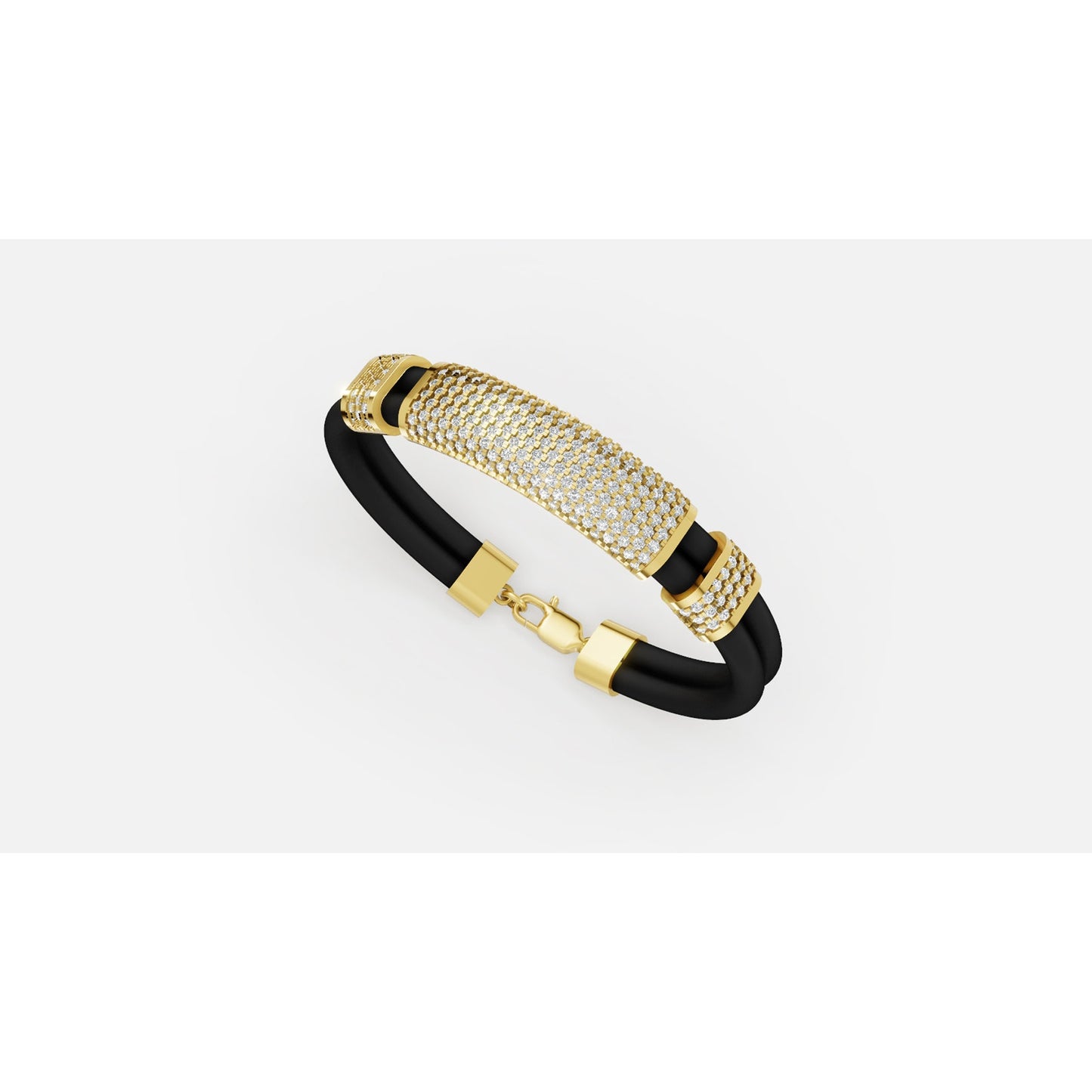 3.24 ctw Diamond Rubber Bracelet 14K Yellow Gold Men's Bracelet