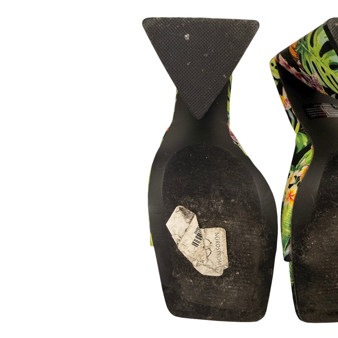 Torgeis New York Paradise Tropical Print Block Heel Slide Sandals Women's Size 7