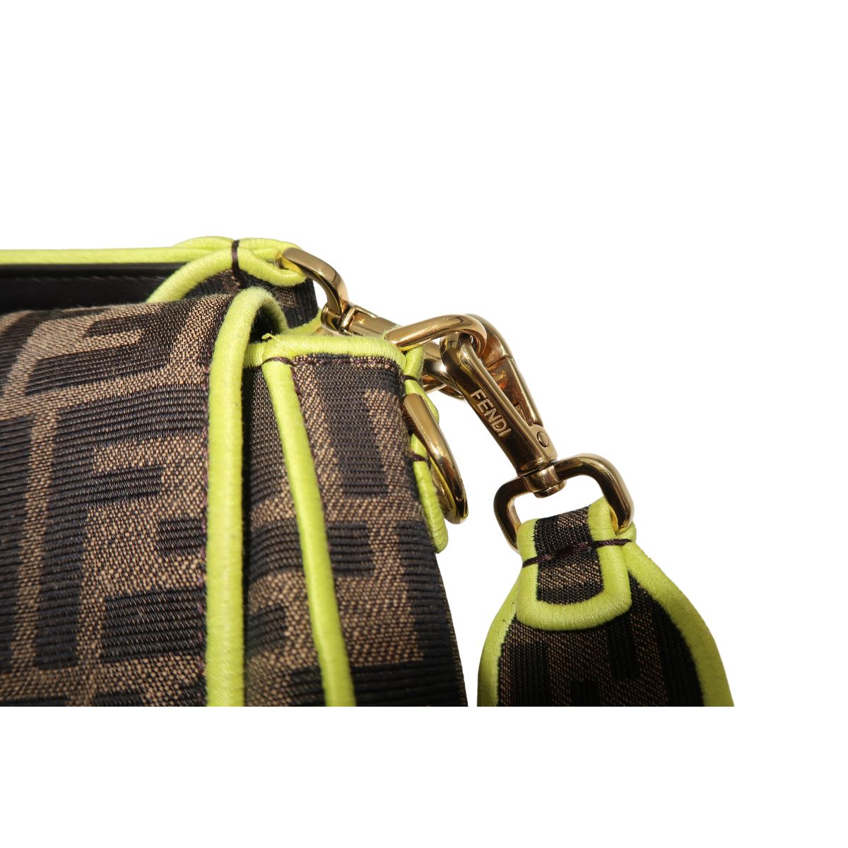 Fendi Zucca Embroidered FF Logo Canvas Baguette Shoulder Bag