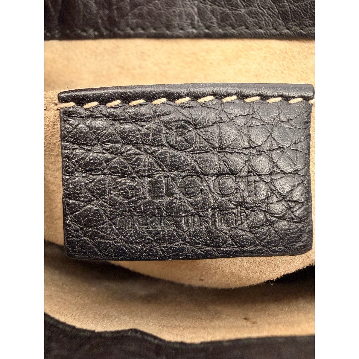 Gucci 1973 Pebbled Leather Gold Tone Chain Shoulder Bag Black Women's Designer