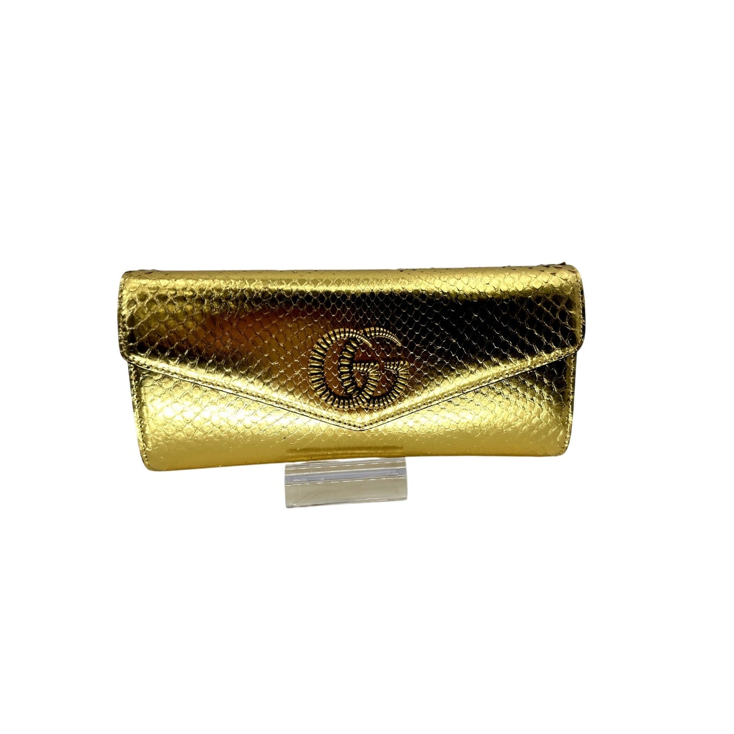 Gucci Leather Snake Skin GG Logo Broadway Clutch Bag