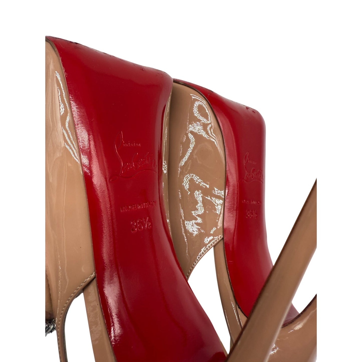 Christian Louboutin Patent Leather Private Number Peep Toe Pumps