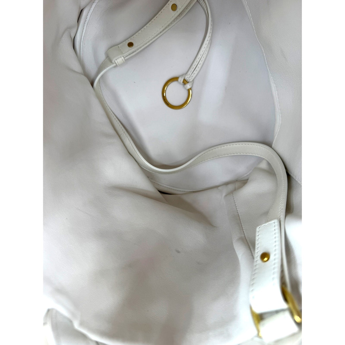Bottega Veneta Intrecciato Small Bucket Bag White Leather Drawstring Strap