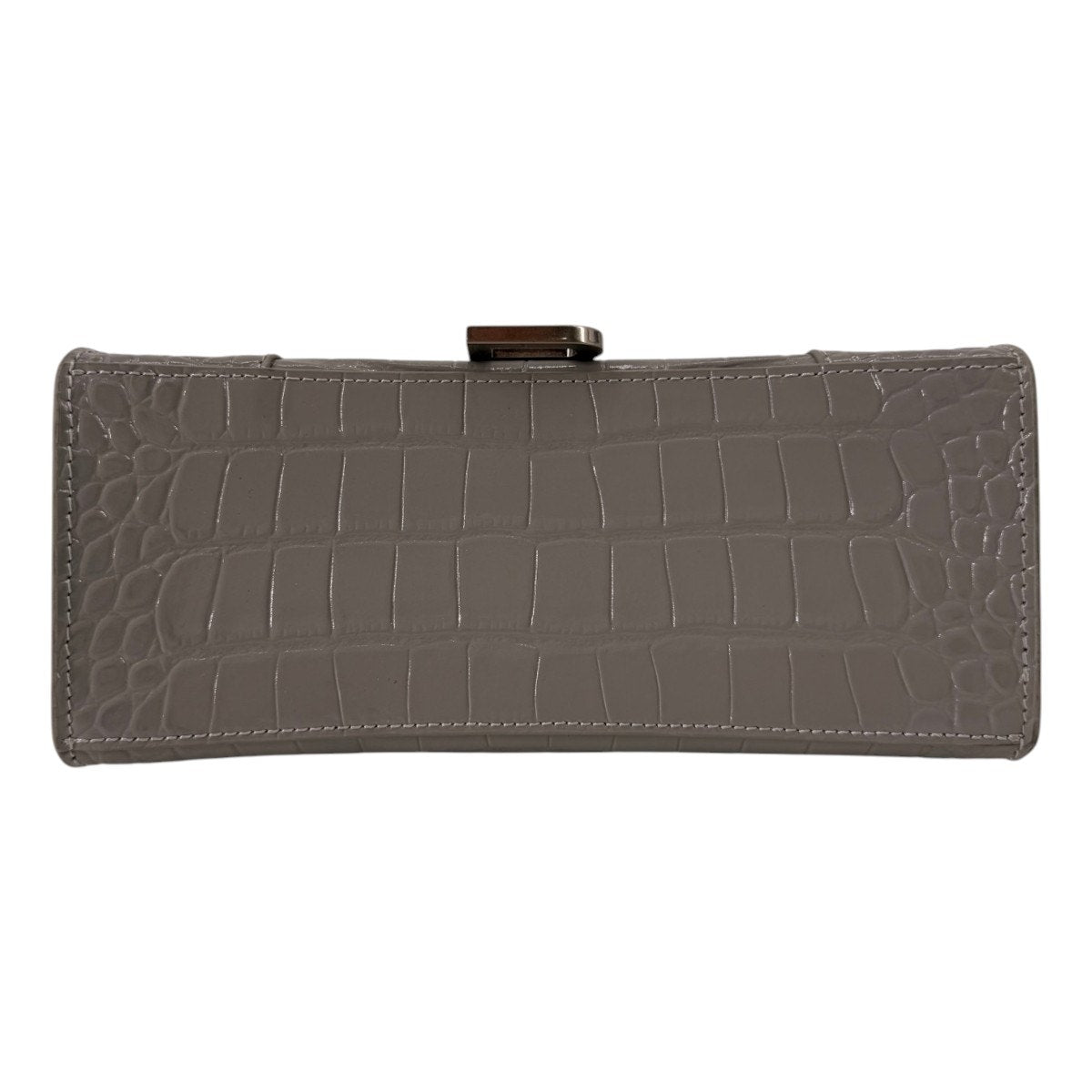 Balenciaga Hourglass Croc Embossed Leather Top Handle Bag Gray Women's One Size