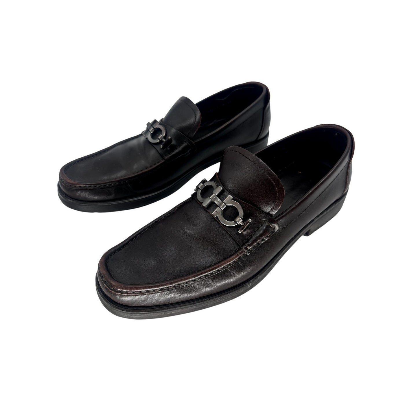 Salvatore Ferragamo David Gancini Leather Lug Sole Loafers
