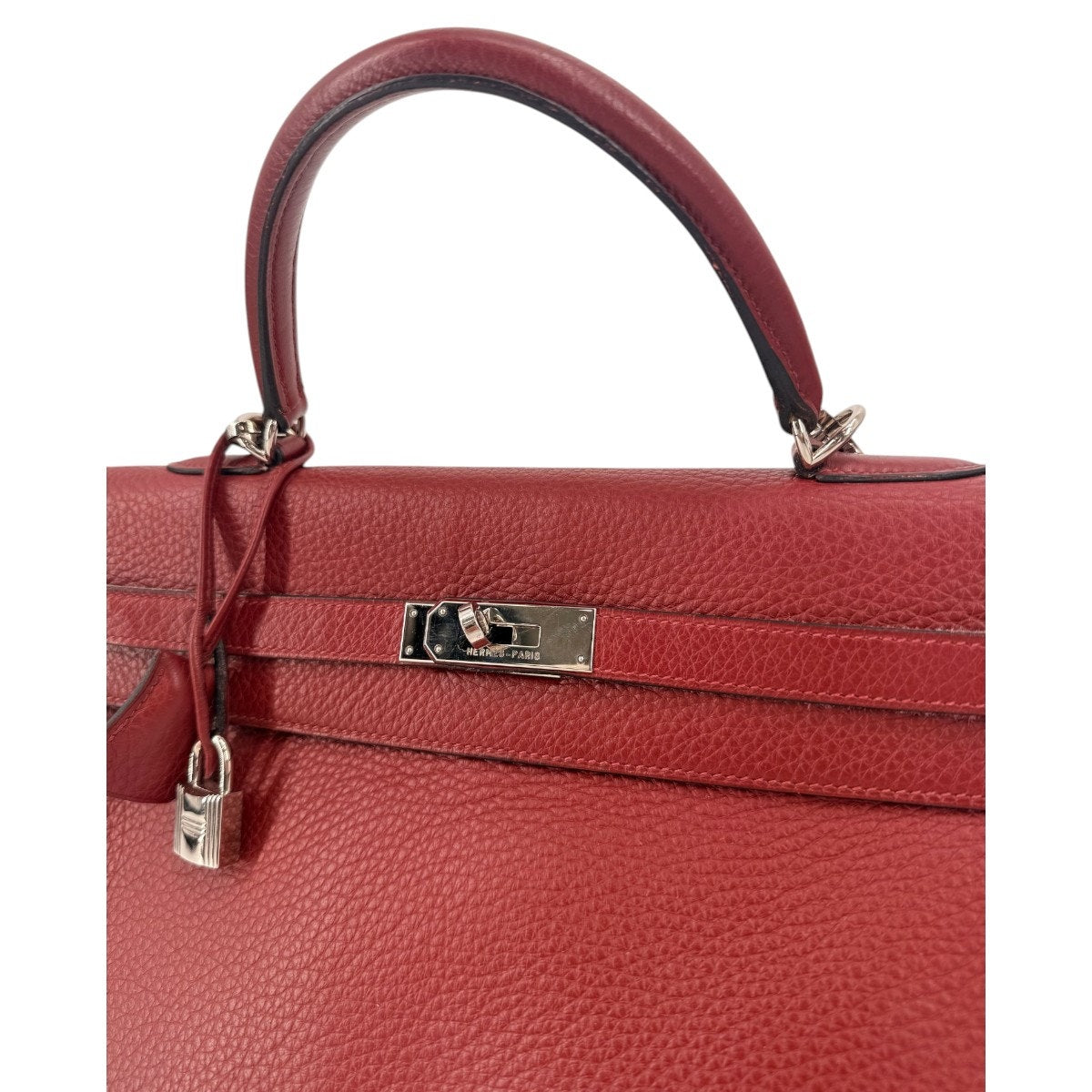 Hermes Kelly Retourne 35 Rouge H Leather Palladium Shoulder Bag