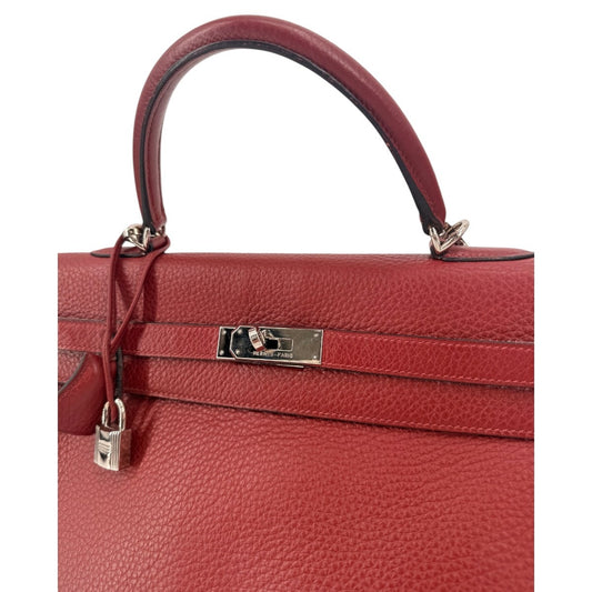 Hermes Kelly Retourne 35 Rouge H Leather Palladium Shoulder Bag