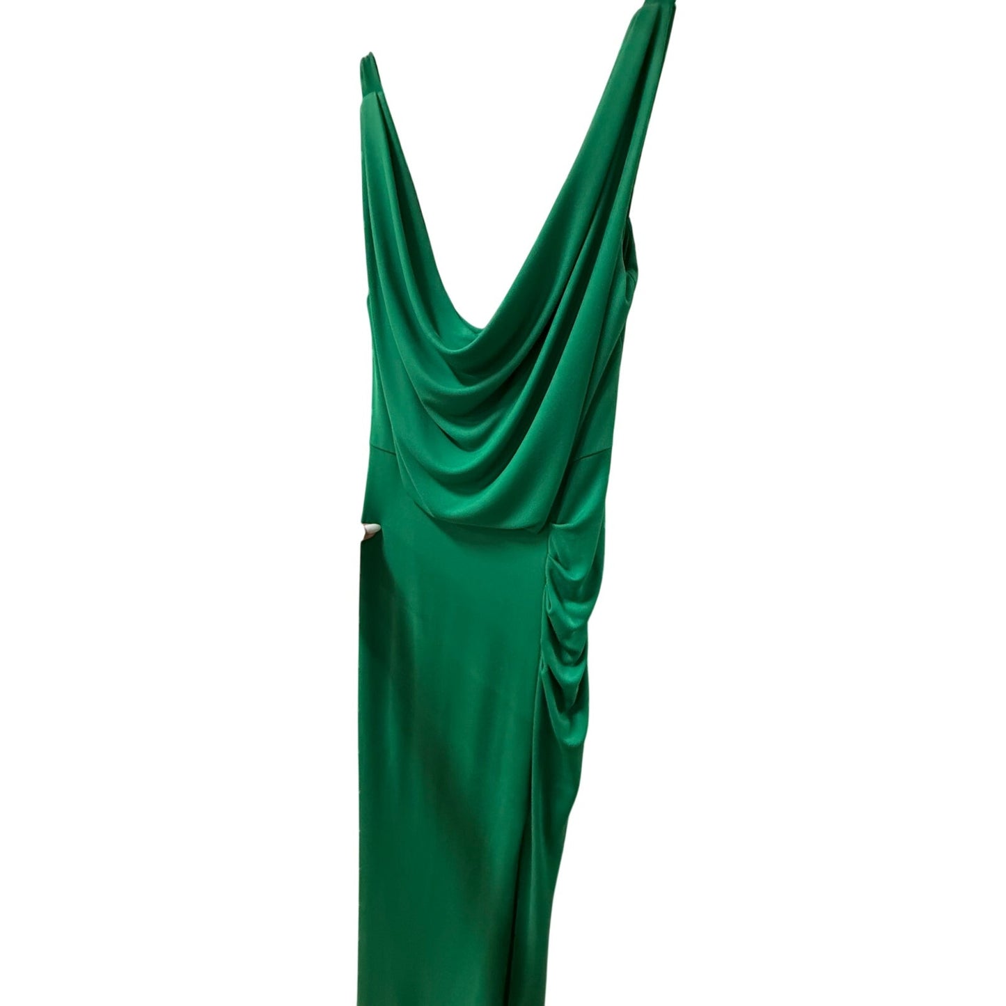 BCBG MAXAZRIA Lena Draped Scoop Back High Slit Maxi Evening Dress