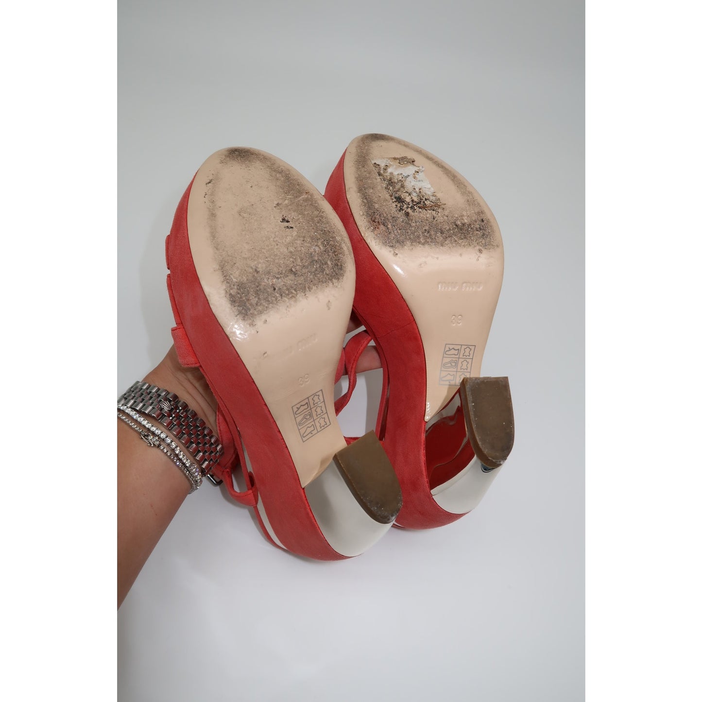Miu Miu Suede Open Toe Strappy Slingback Platform Sandals