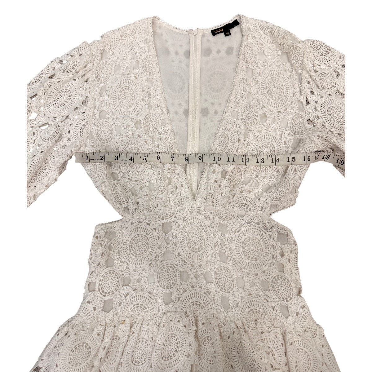Maje Cotton Rivajia Embroidered Side Cutout Mini Dress White Women's Size 38