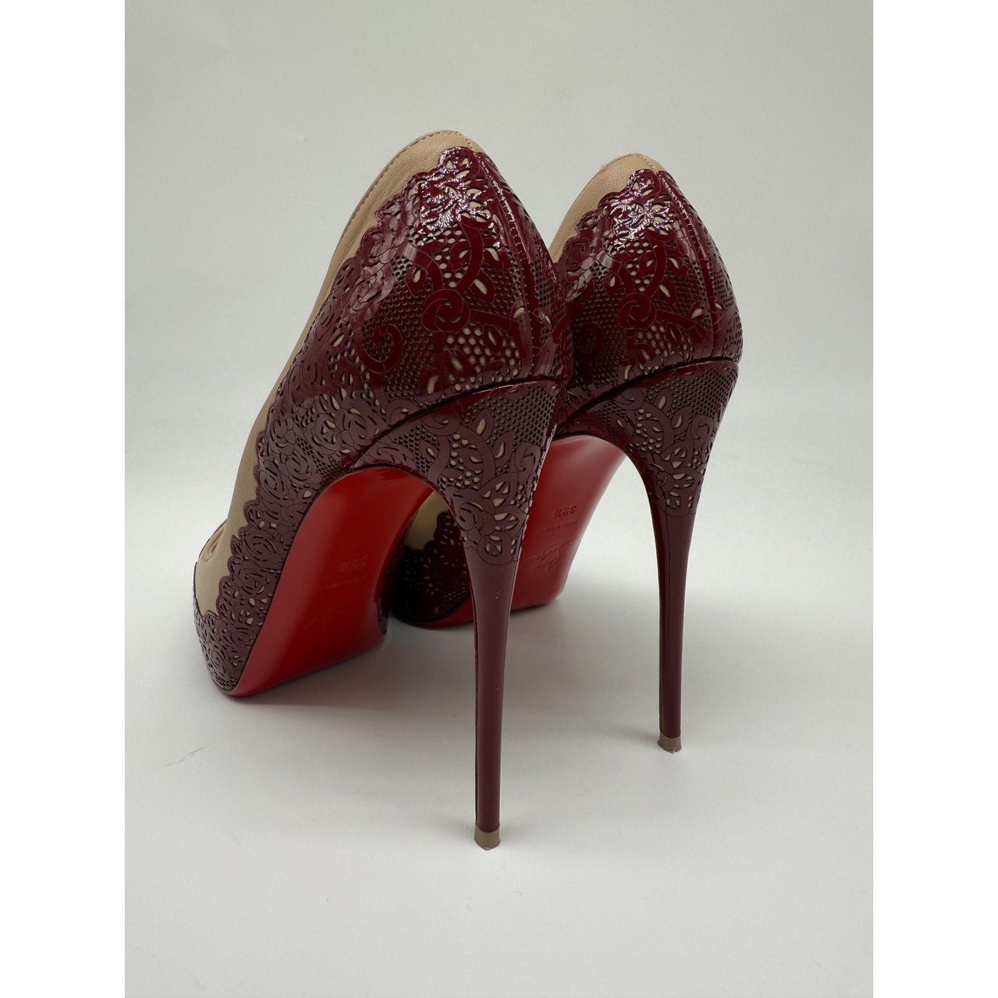 Christian Louboutin Leather Floral Trim Patent Veramucha Pumps
