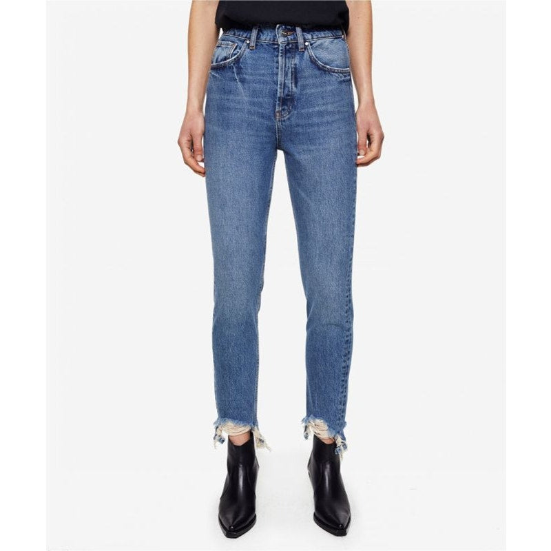 Anine Bing Sonya Distressed Straight Leg Jeans