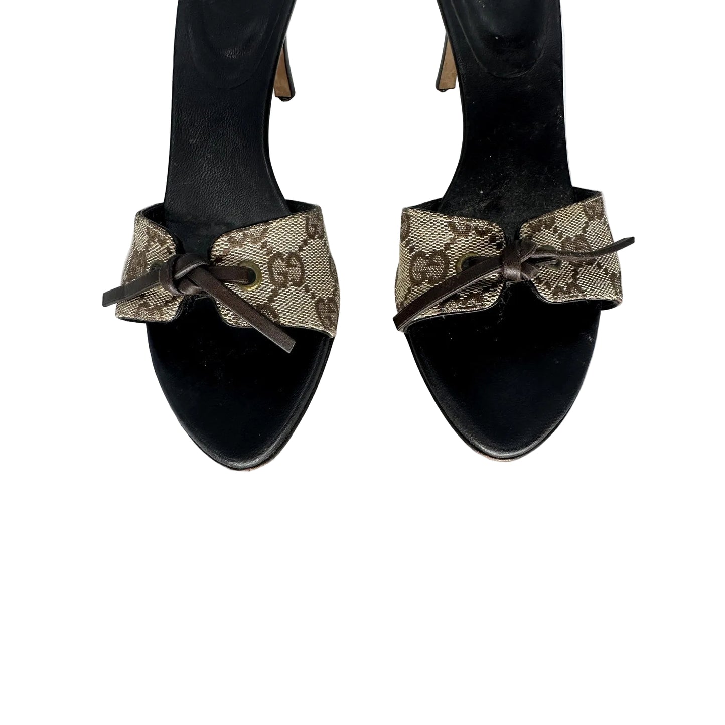 Gucci Monogram Canvas Knot Detail Slide Sandals