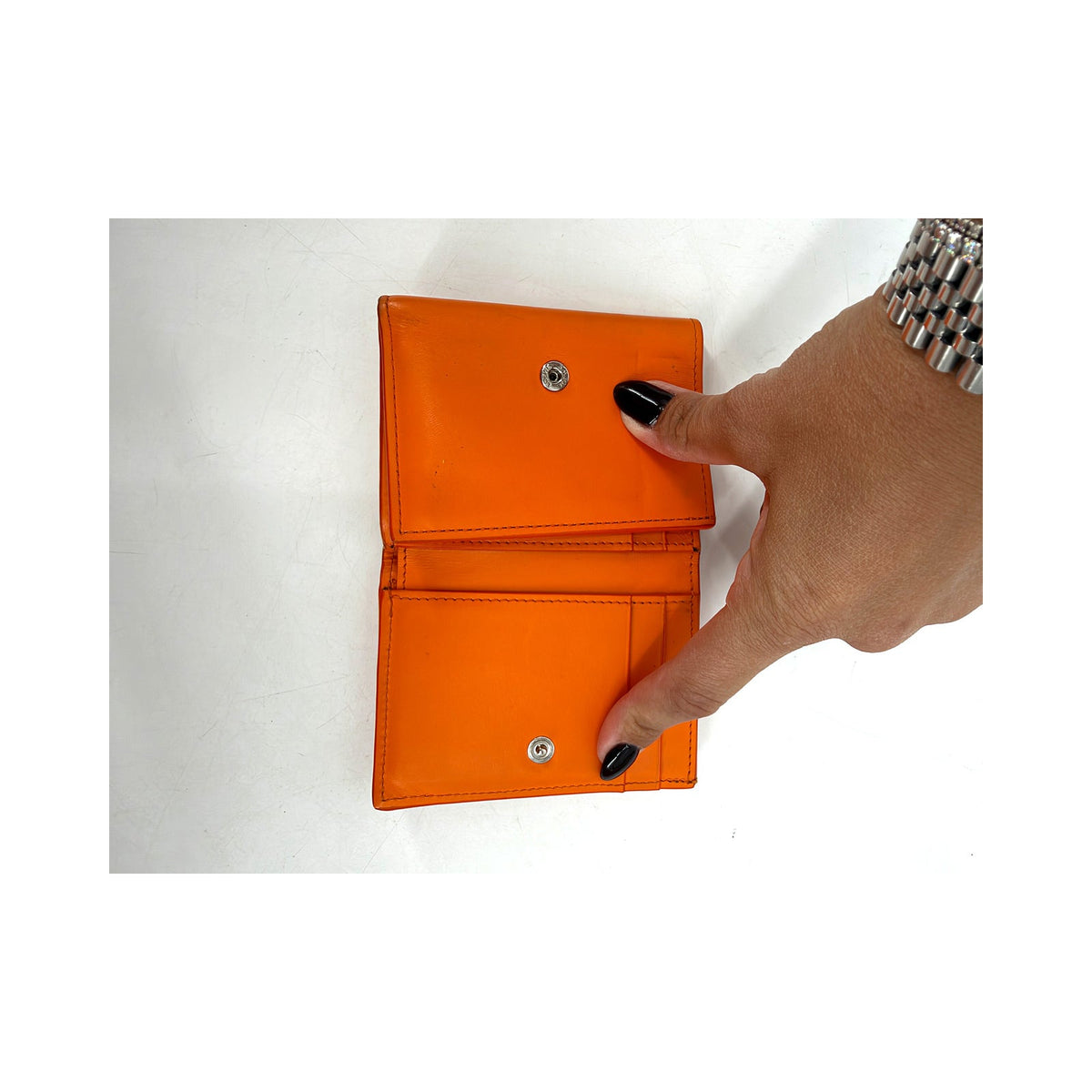 Loewe Anagram Embossed Leather Compact Wallet Orange