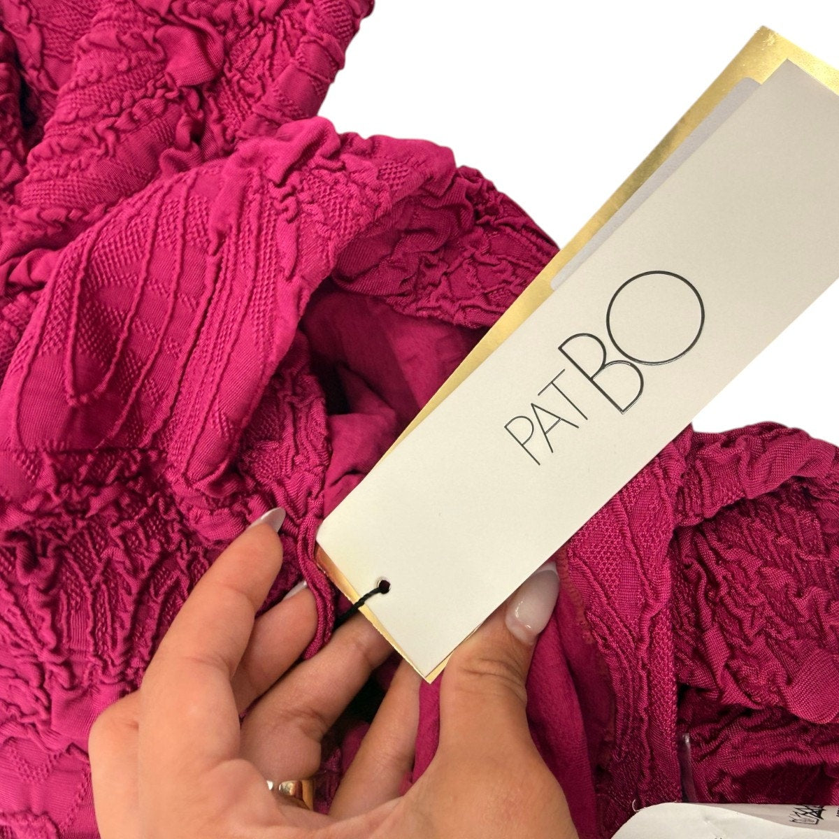 PatBO Knit Embroidered Jacquard High Waist Flared Pants