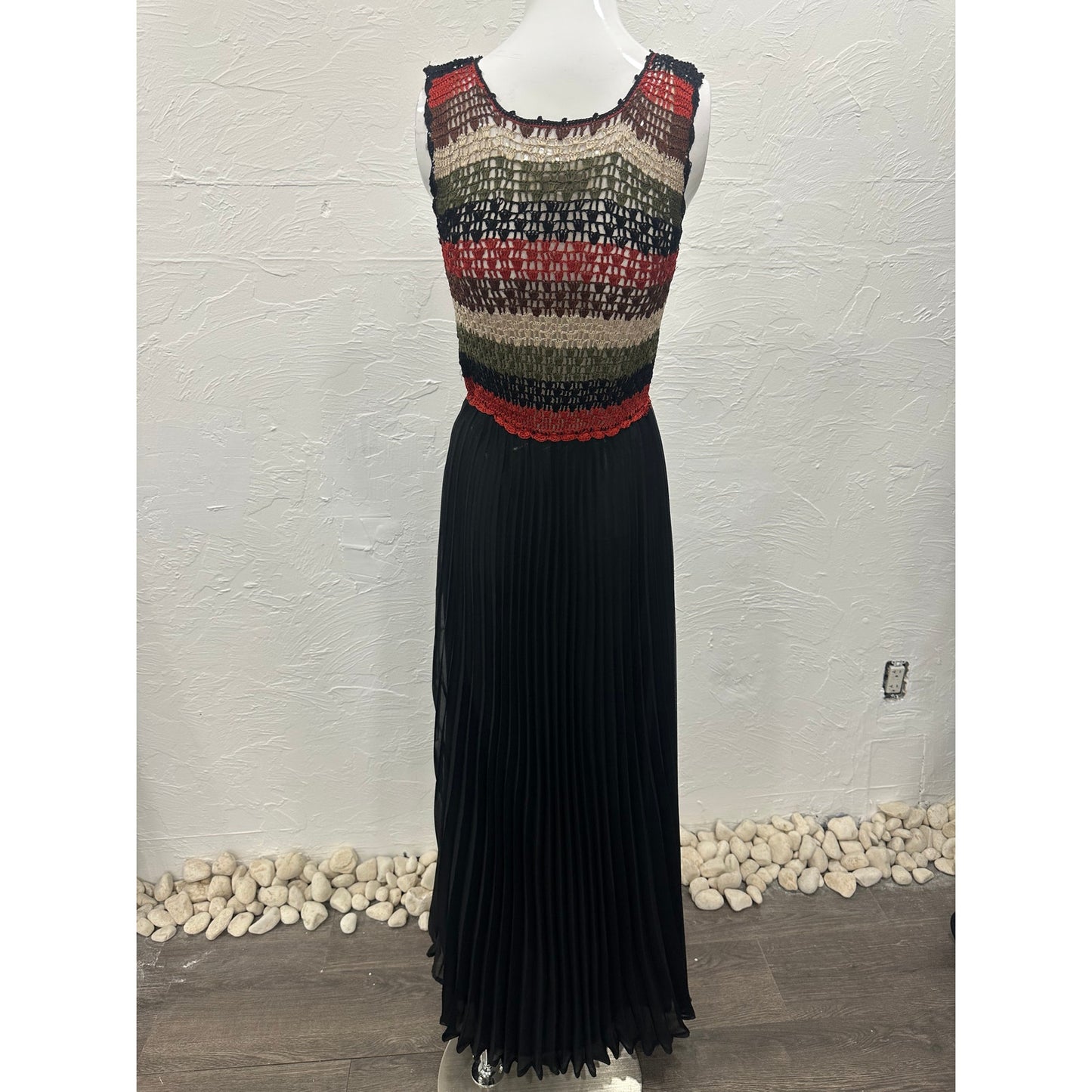 Carolina K Silk Blend Crochet Pleated Maxi Dress Women's