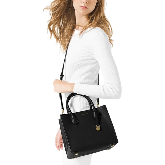 Michael Kors Mercer Medium Pebbled Leather Tote Shoulder Crossbody Bag