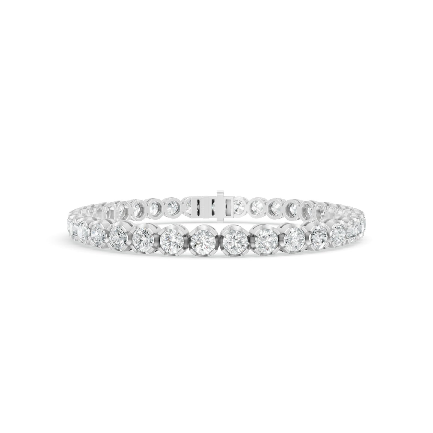 10.08 ctw Diamond Crown Collet 14K White Gold Tennis Bracelet
