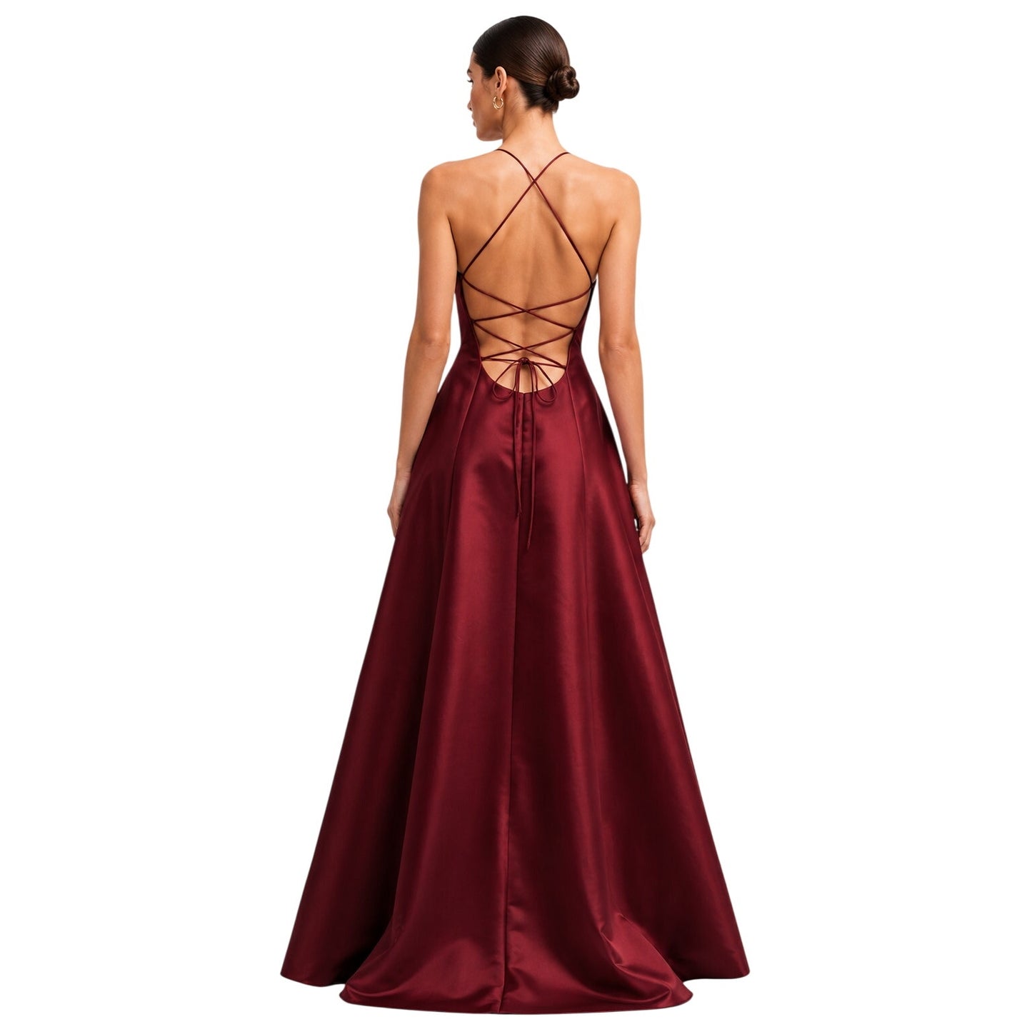 Adam Lippes Giovanna Silk Satin Open Back Lace-Up Gown