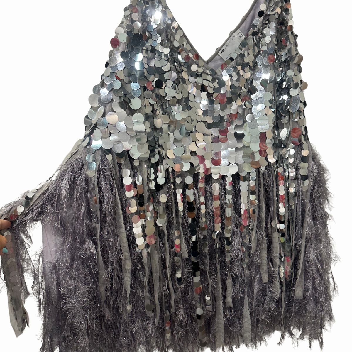 ASOS Edition Curve Paillette Sequin Faux Feather Hem Mini Dress