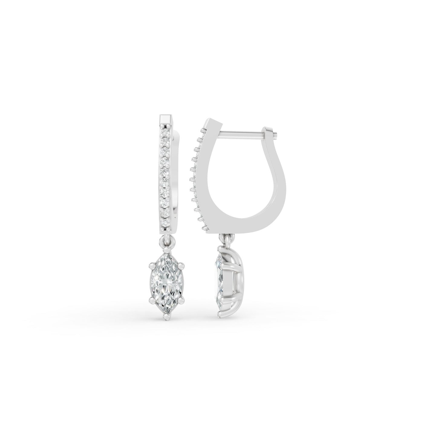 0.96 CTW 14K White Gold Diamond Pear Drop Hoop Earrings