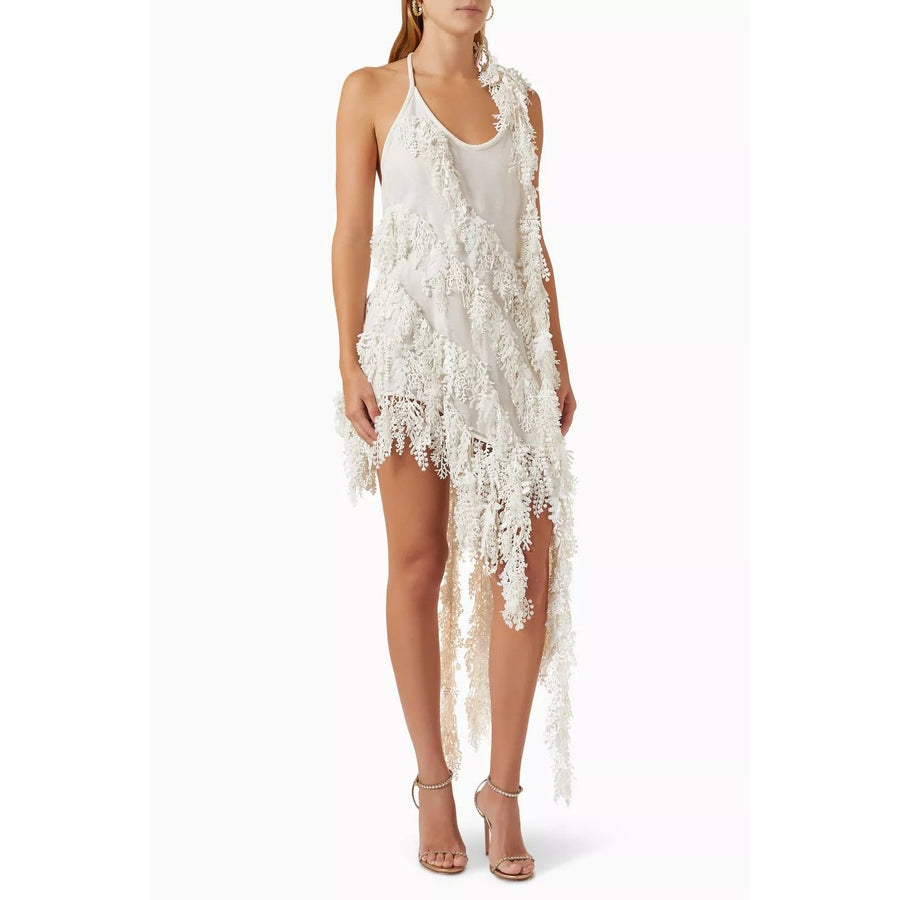 NWT Zimmermann Silk-linen Blend Tama Sequined Tank Dress White Size 1