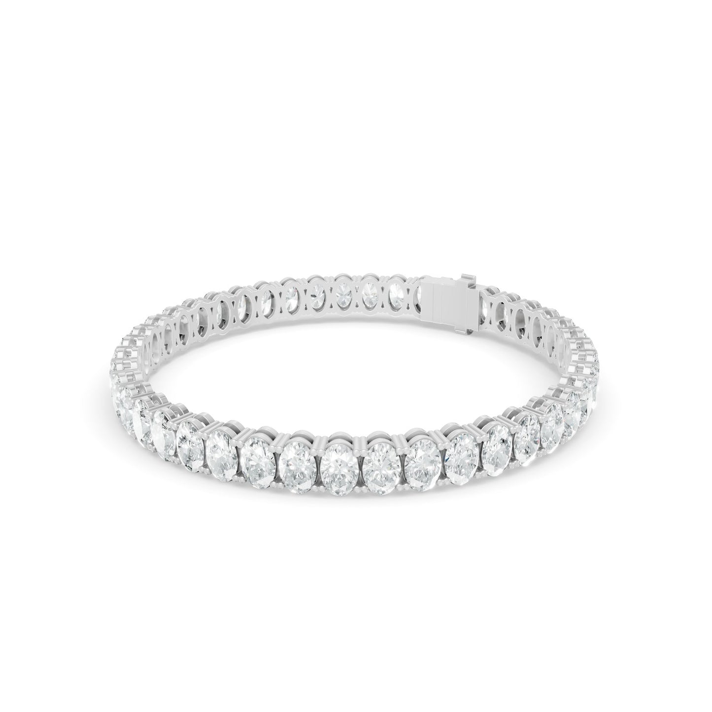 14.68 ctw Diamond Oval Braclate 14K White Gold Tennis Bracelet