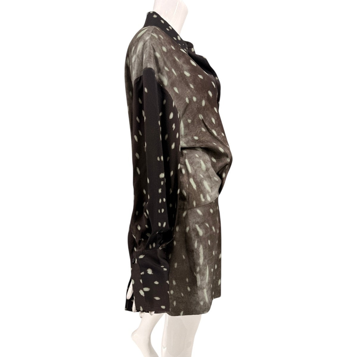 The Attico Silvye Collared Long Sleeve Mini Shirt Dress