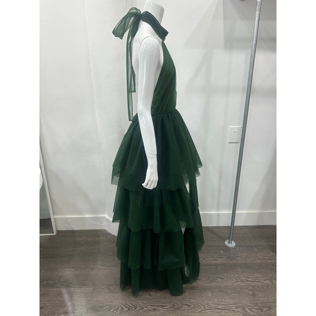 Lovers and Friends Justine Forest Green Tiered Tulle Maxi Dress