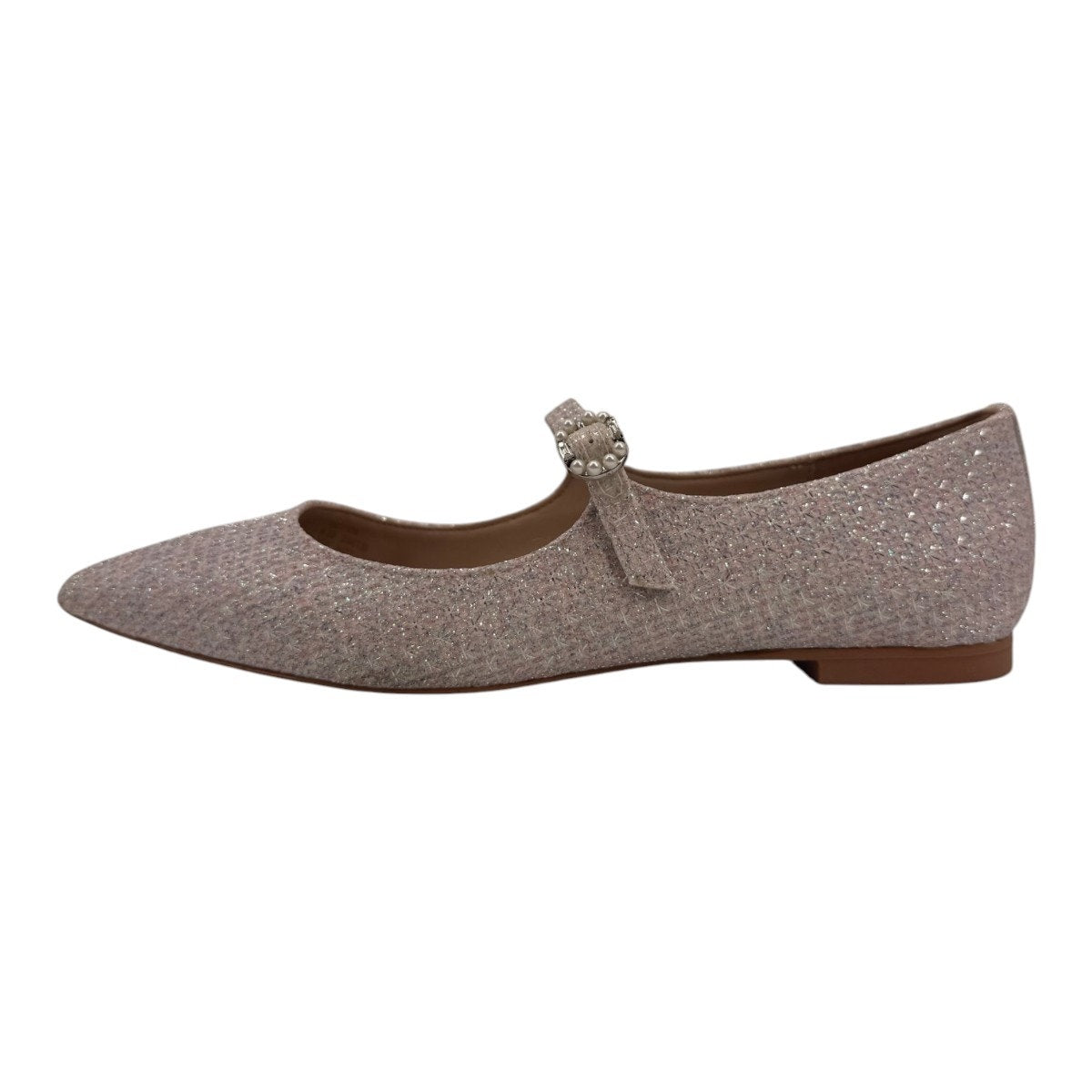Stuart Weitzman Dazzle Flat Glitter Pointed Toe Mary Jane Flats