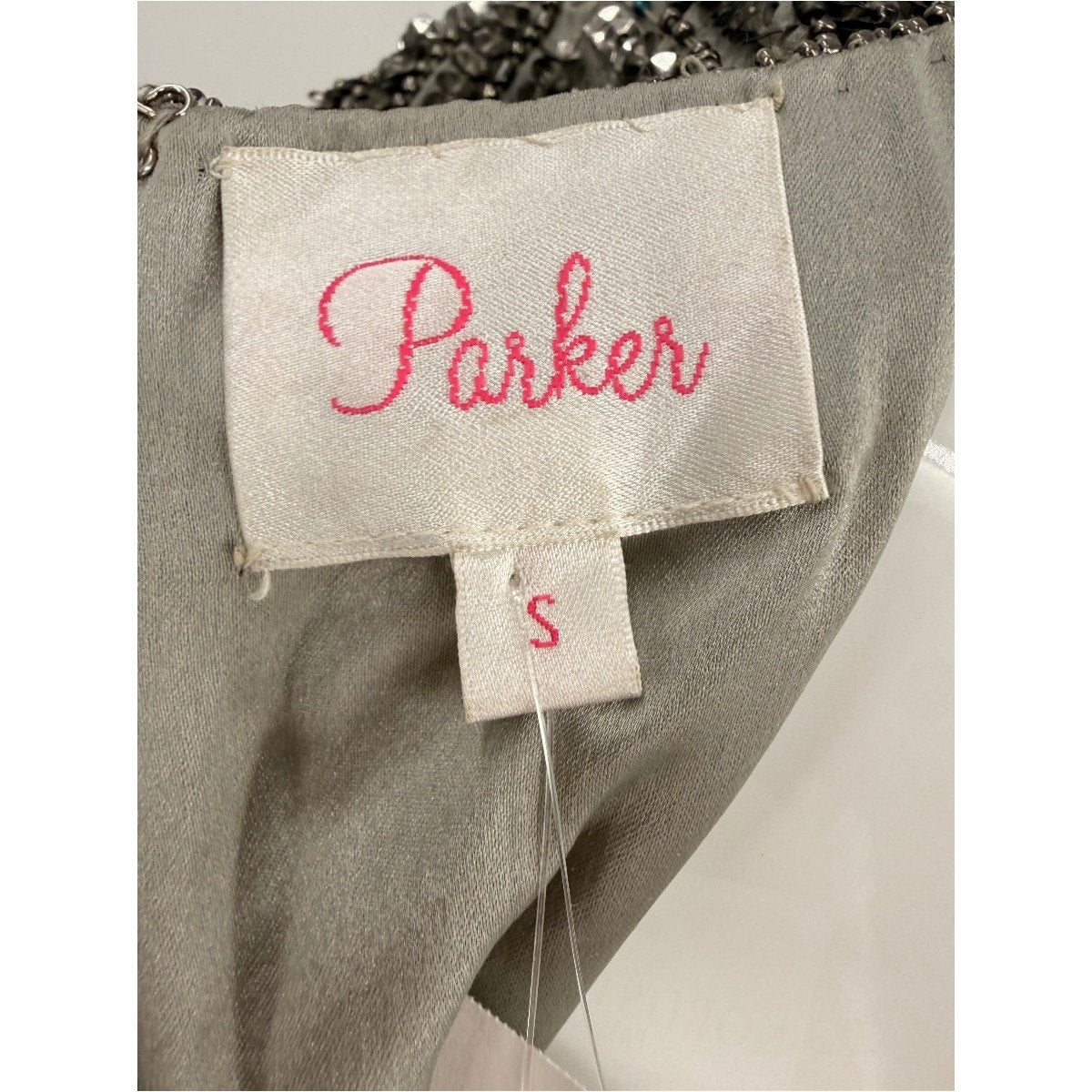 Parker Gray Ombre Sequin Silk Short Sleeve Cocktail Party Mini Dress Size Small