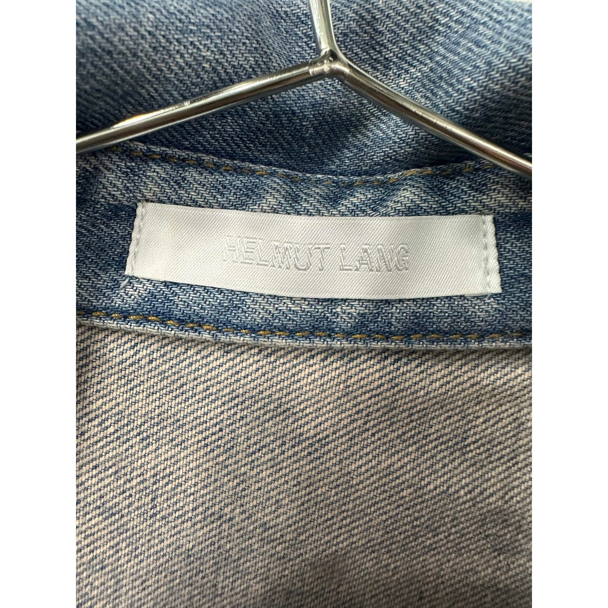 Helmut Lang Collared Shirt Blue Logo Long Sleeve Cotton Denim