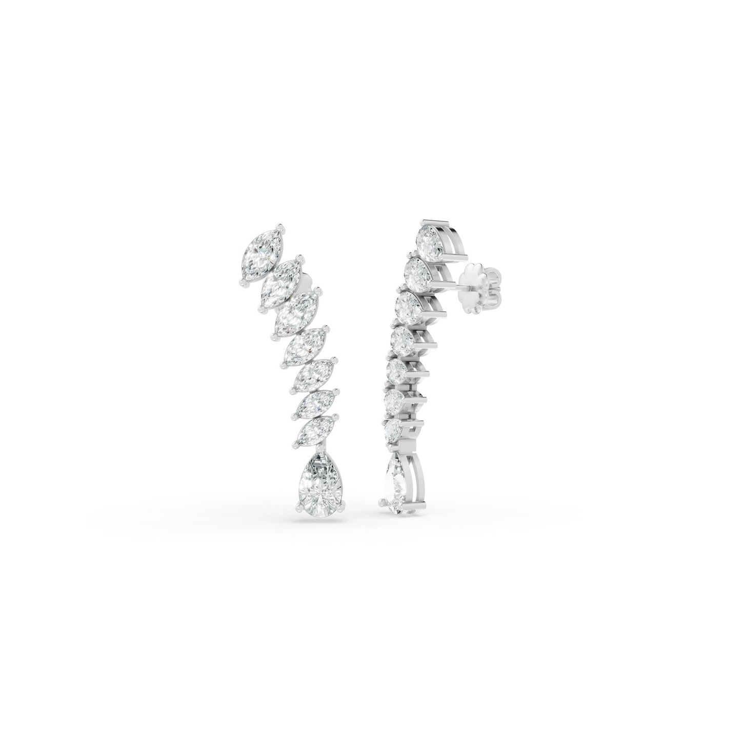 5.74 CTW 14K White Gold Diamond Climber Earrings