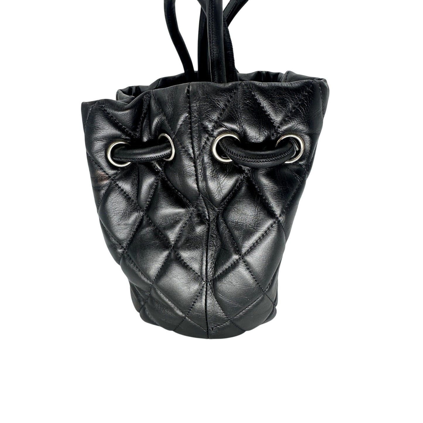 Balenciaga Leather Quilted B Logo Bucket Bag
