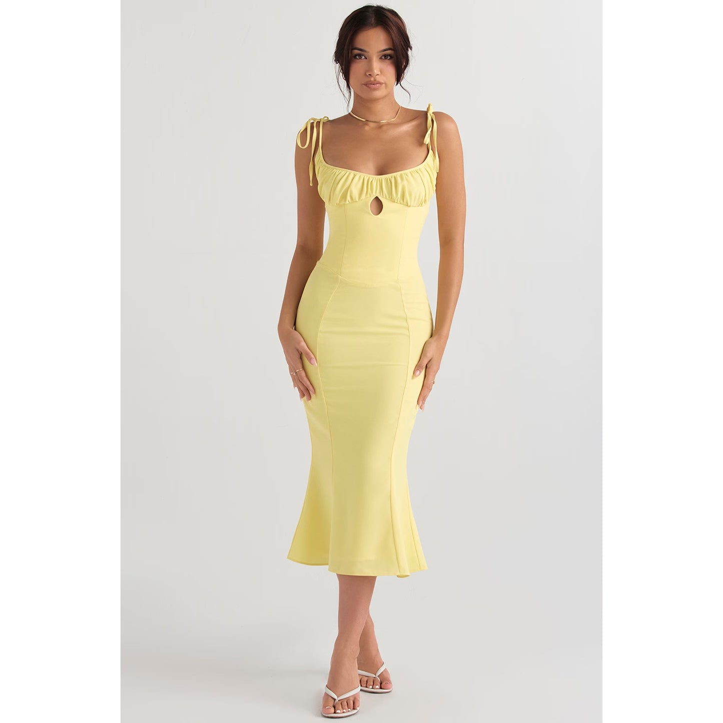 NWT House of CB Soren Buttercup Cutout Mermaid Midi Dress