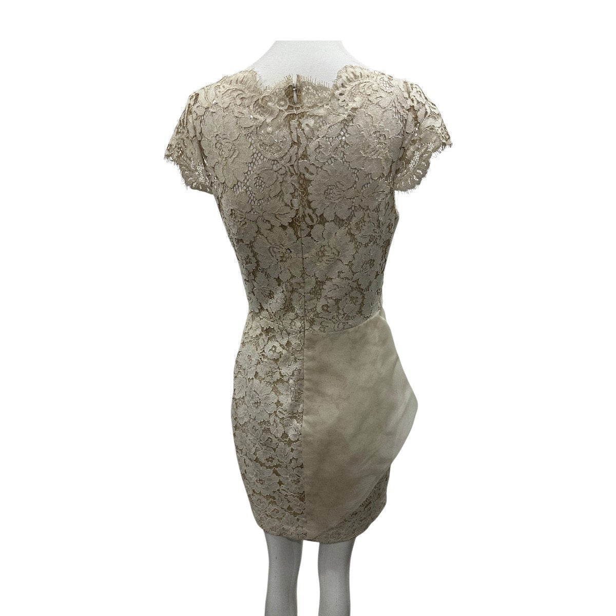Marchesa Notte Ivory Lace Organza Cocktail Party Sheath Mini Dress Size 6