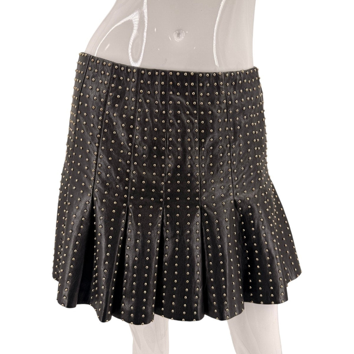 Alice + Olivia Faux Leather Studded Pleated Mini Skirt