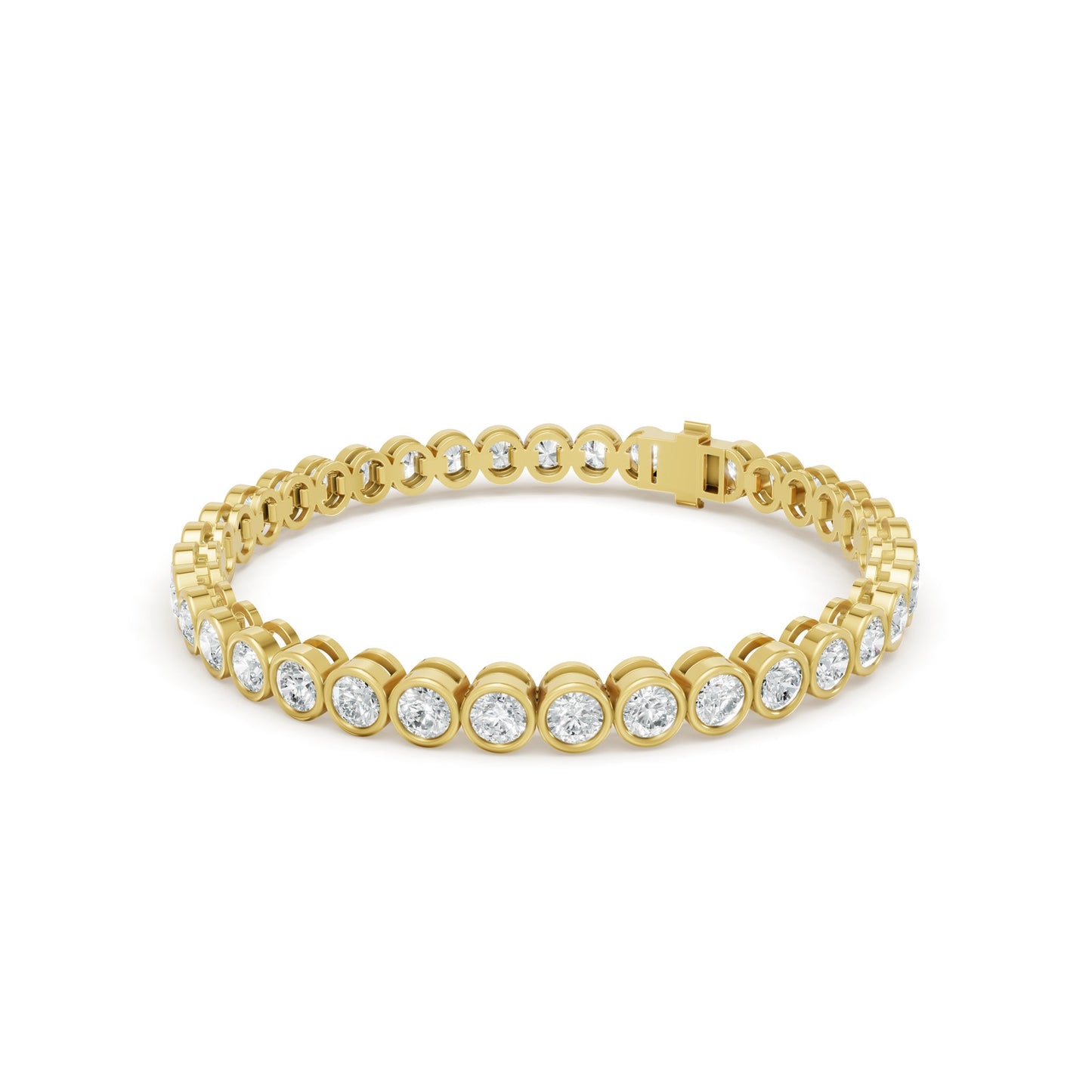7.63 ctw Diamond Bezel 14K Yellow Gold Tennis Bracelet