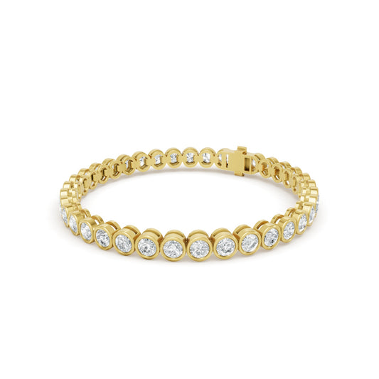 7.63 ctw Diamond Bezel 14K Yellow Gold Tennis Bracelet