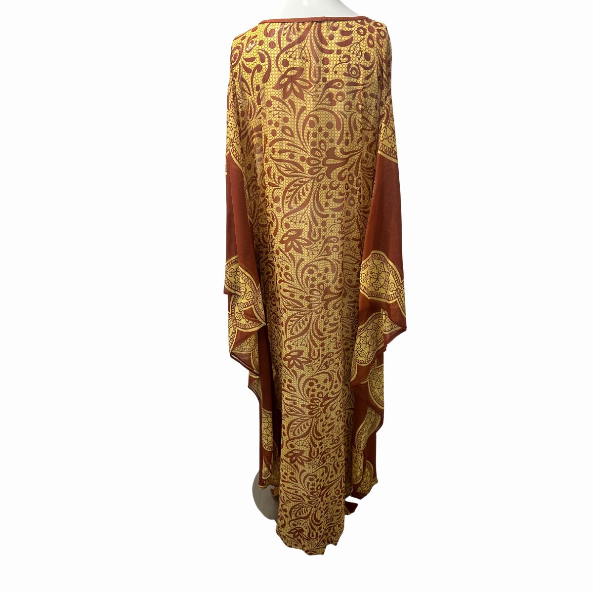 Elsa Cohen Printed Batwing Sleeves Caftan Maxi Dress