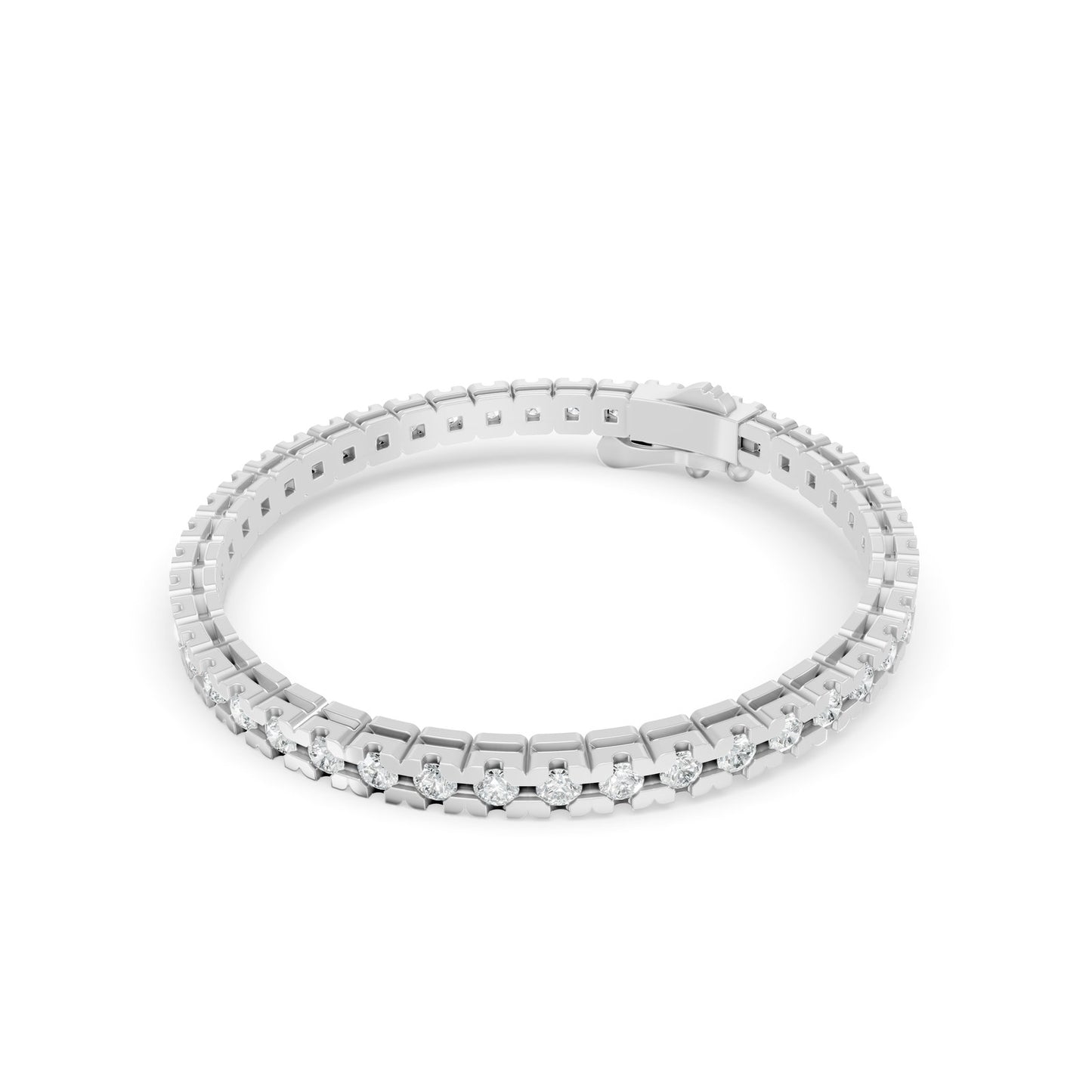 7.02 ctw Diamond Square Collet 14K White Gold Tennis Bracelet