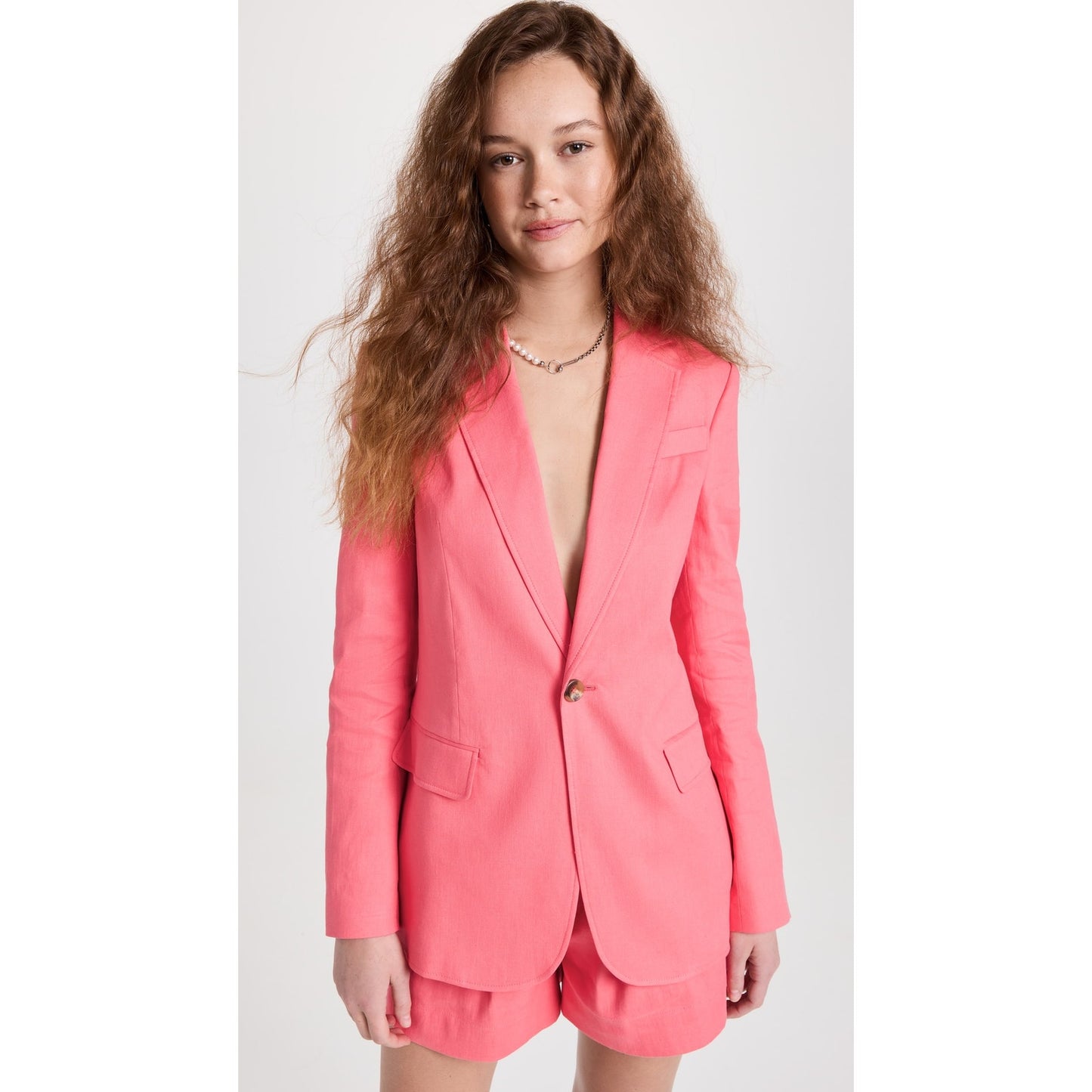 A.L.C. Linen Blend Donovan Blazer Jacket Mateo Pleated Shorts Set