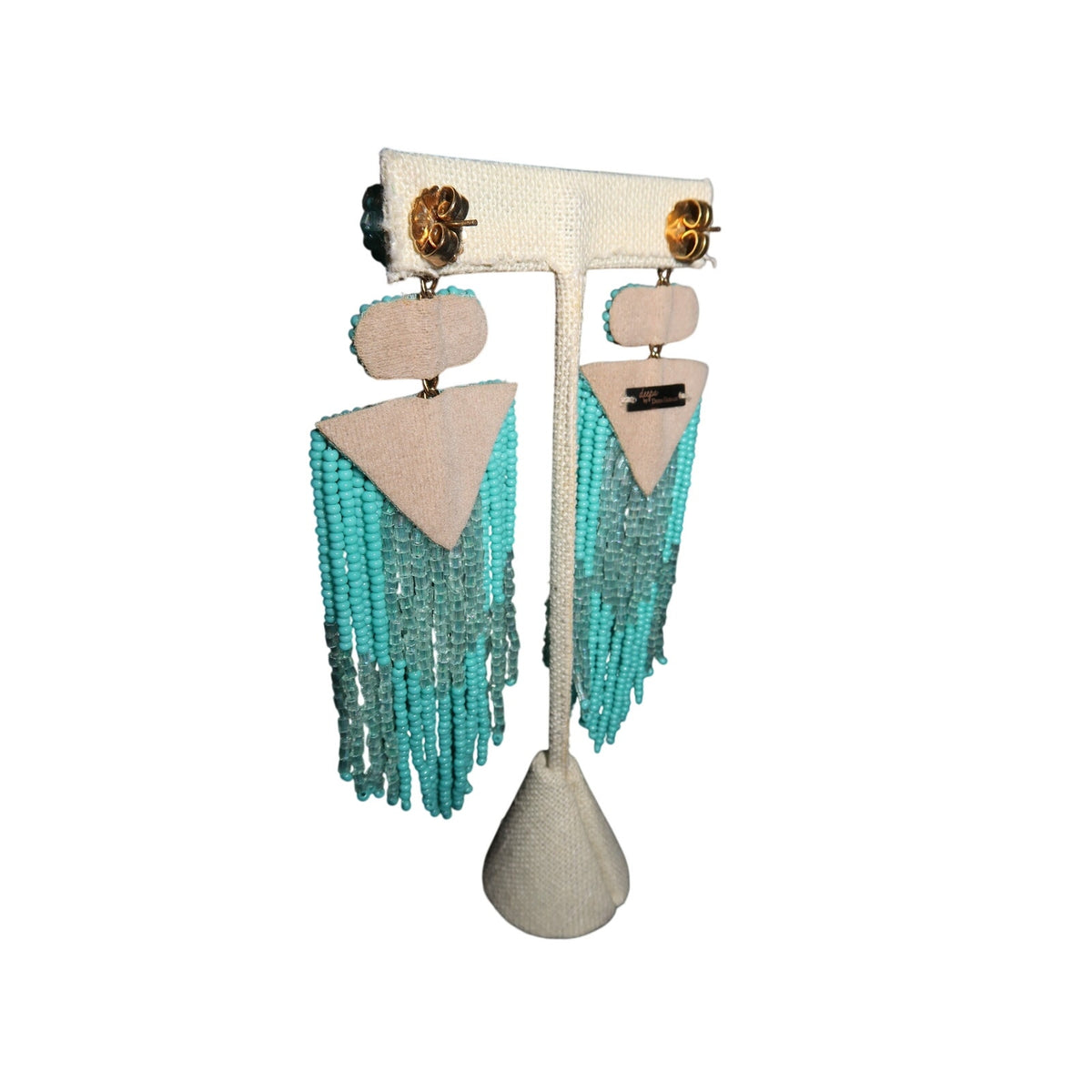 Deepa Gurnani Jody Earrings Turquoise Beaded Statement Fringe