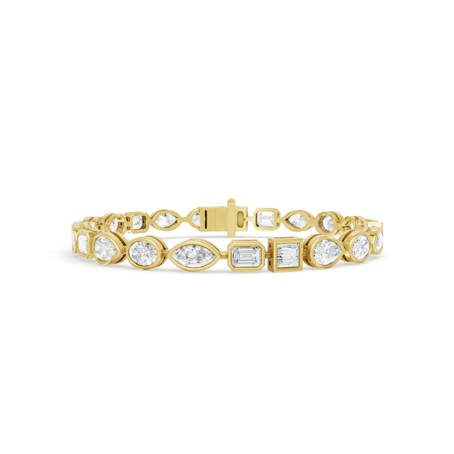 7.71 ctw Diamond Multishape Bazzel 14K Yellow Gold Tennis Bracelet