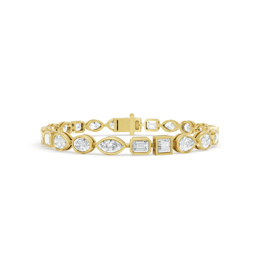 7.71 ctw Diamond Multishape Bazzel 14K Yellow Gold Tennis Bracelet