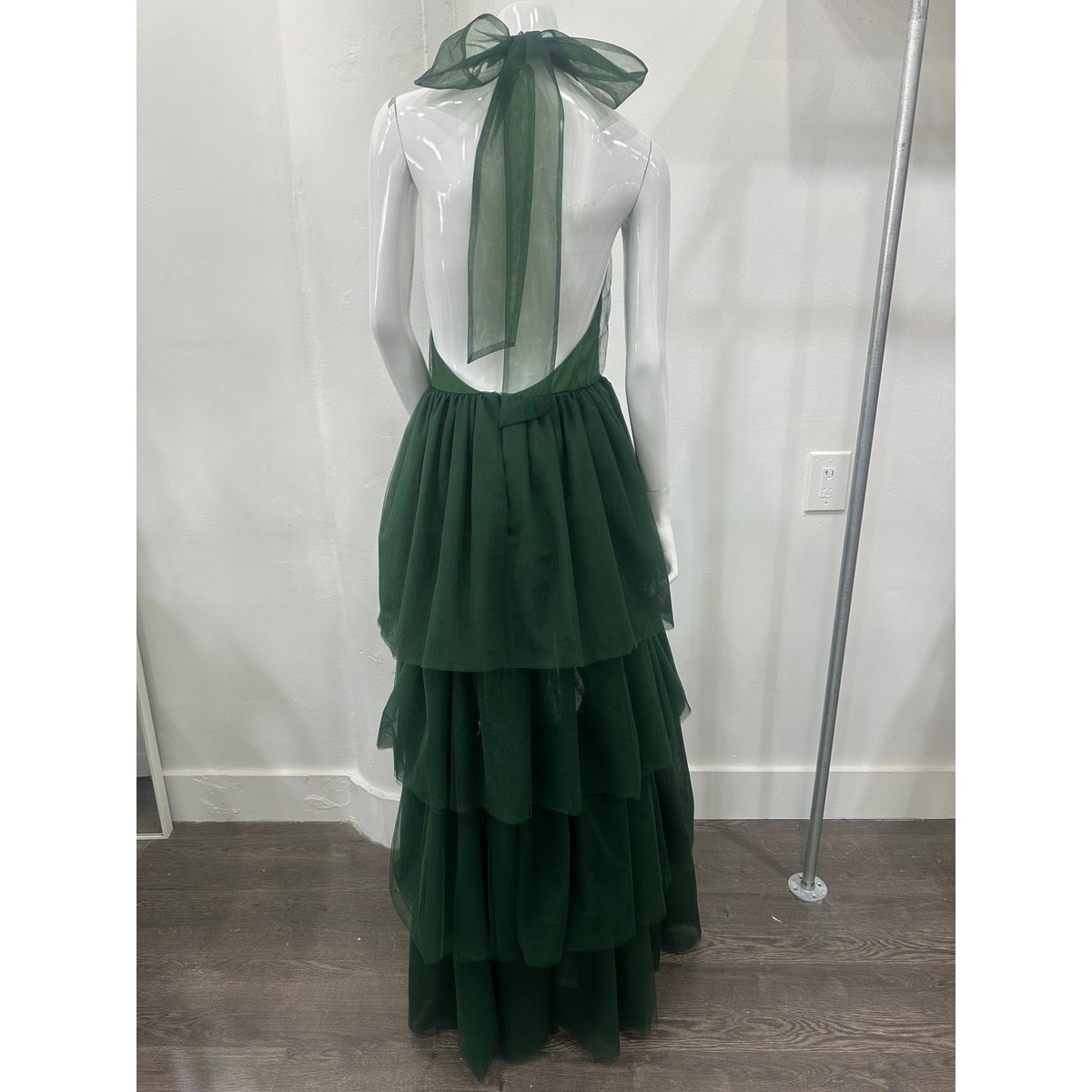 Lovers and Friends Justine Forest Green Tiered Tulle Maxi Dress
