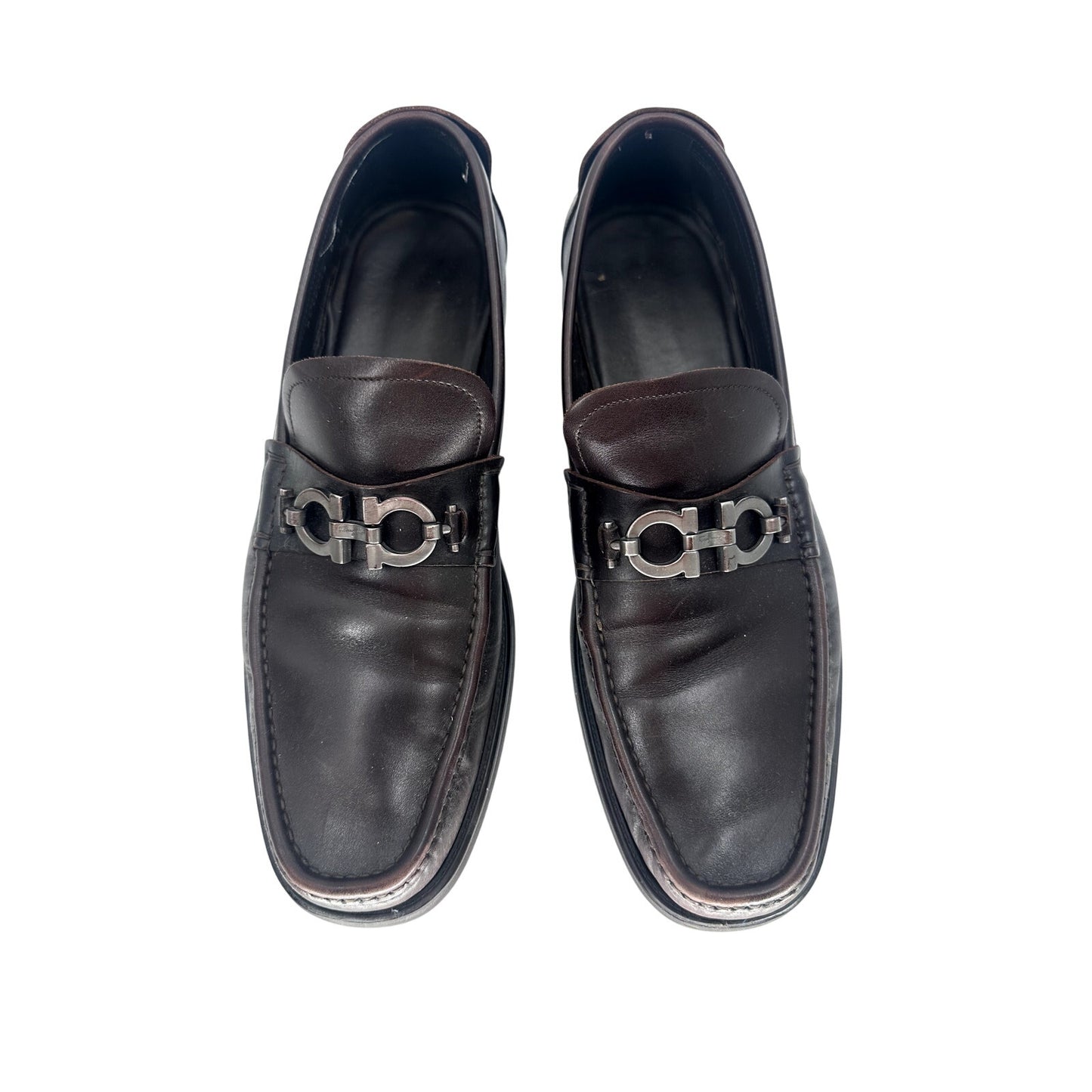 Salvatore Ferragamo David Gancini Leather Lug Sole Loafers