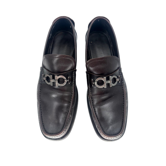 Salvatore Ferragamo David Gancini Leather Lug Sole Loafers