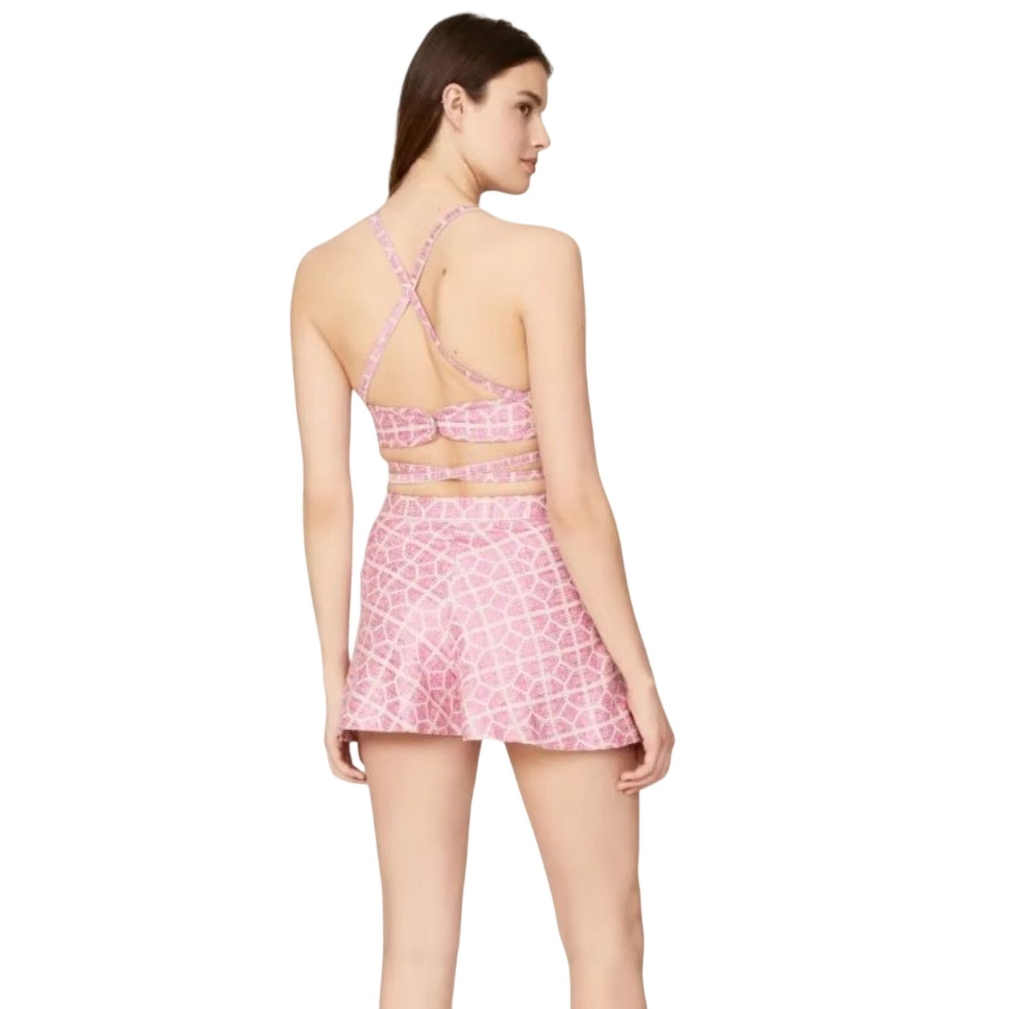 Alexis Cotton Blend Valley Geometric Print Skort Shorts Pink Women's Size Small
